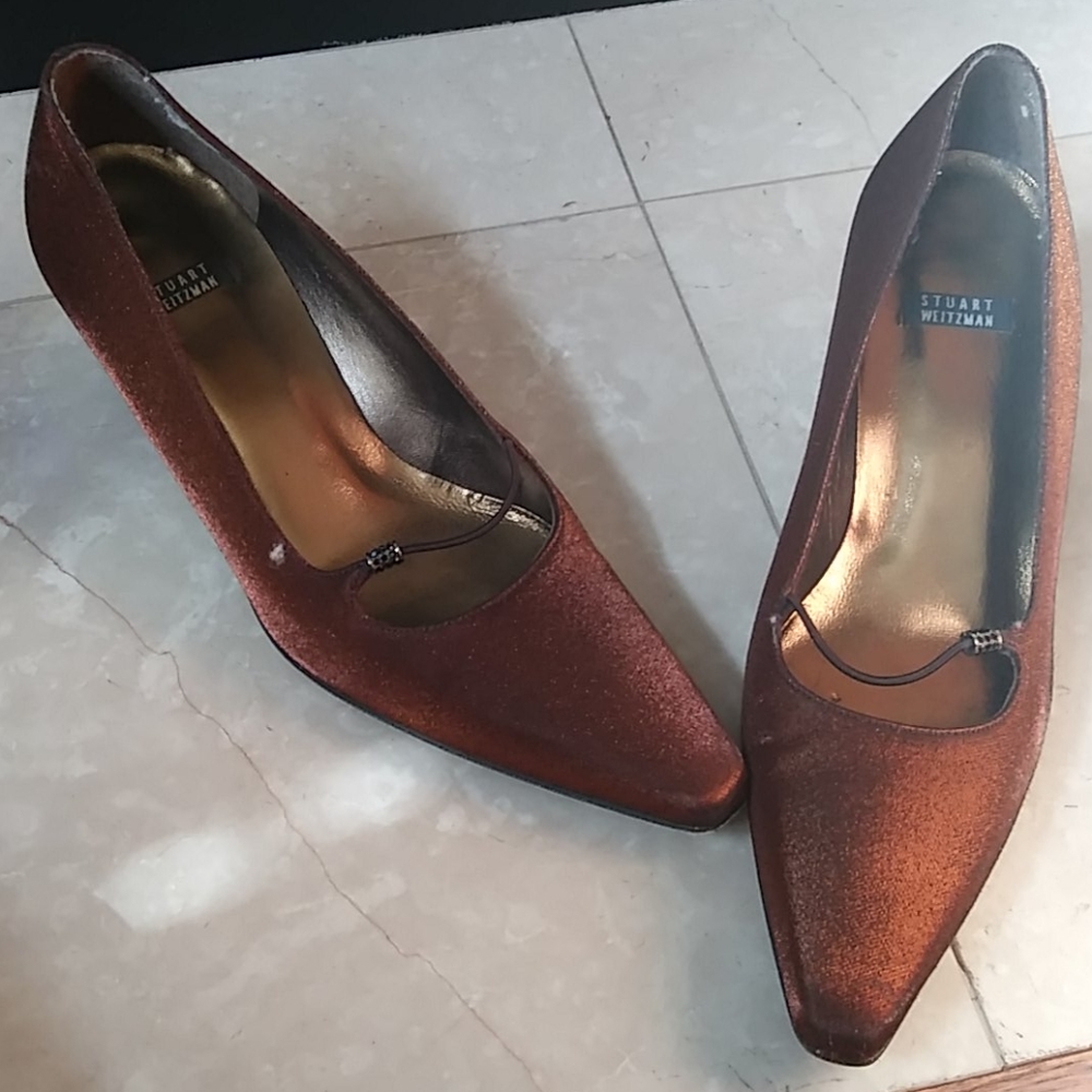 Bronze satin heels